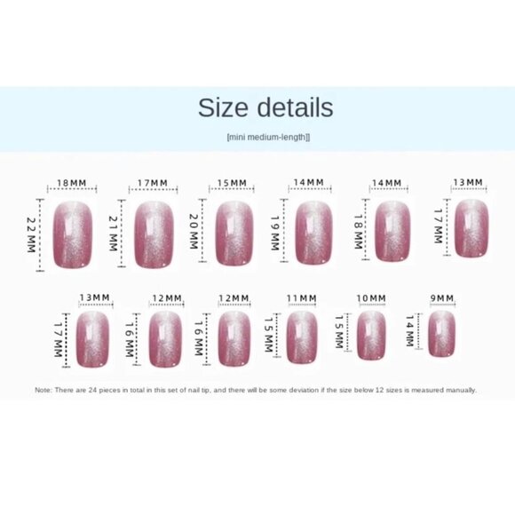 24Pcs Luxury Press On Fake Nails Purple Berry Cat's Eye Design False Nail Tips - Picture 6 of 9